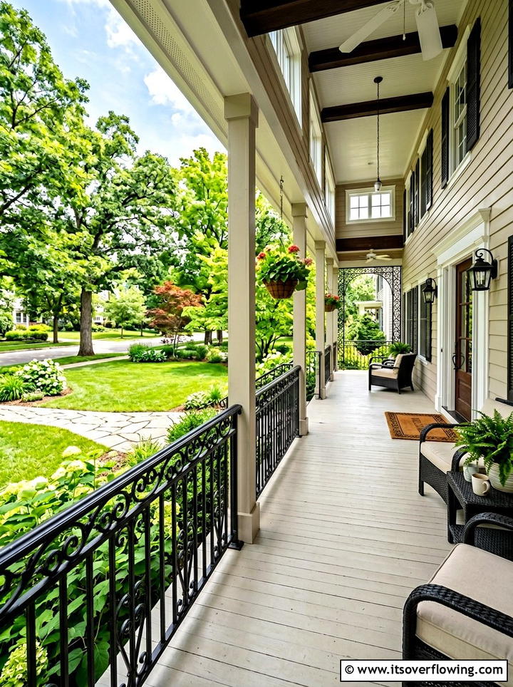 Black porch railing - 25 front porch decor ideas with black accents