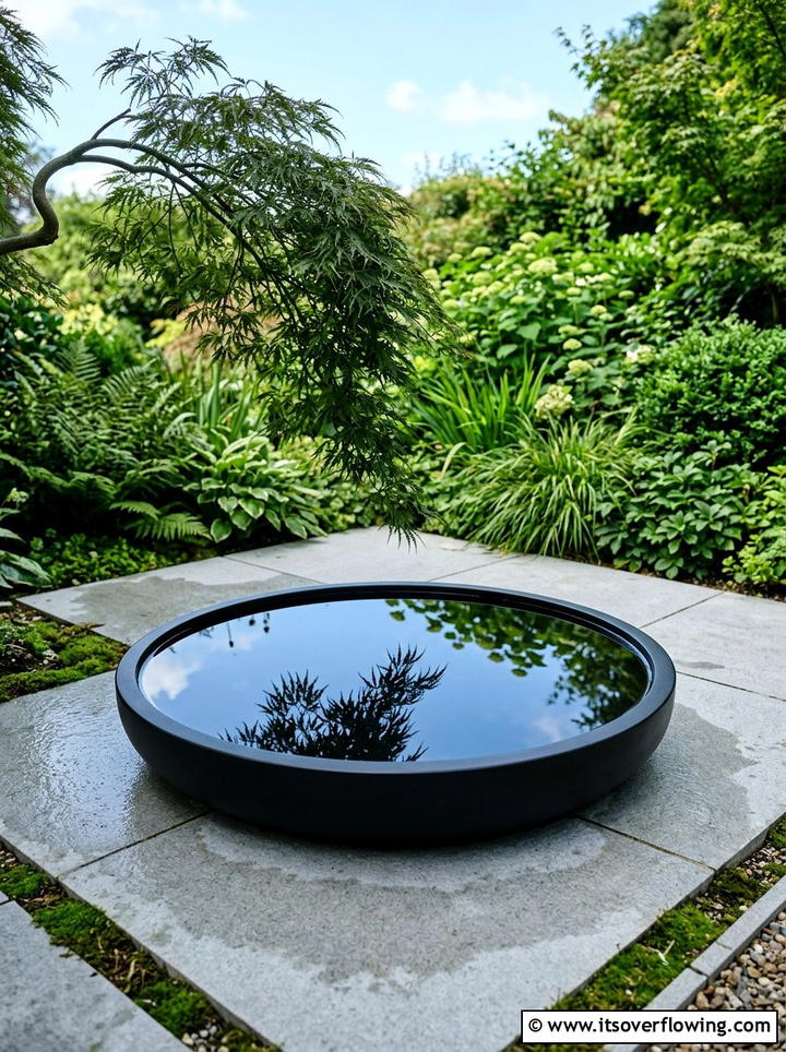 Black reflecting water bowl - 25 backyard decorating ideas with water bowls