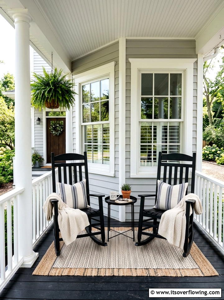 Black rocking chair - 25 front porch decor ideas with black accents
