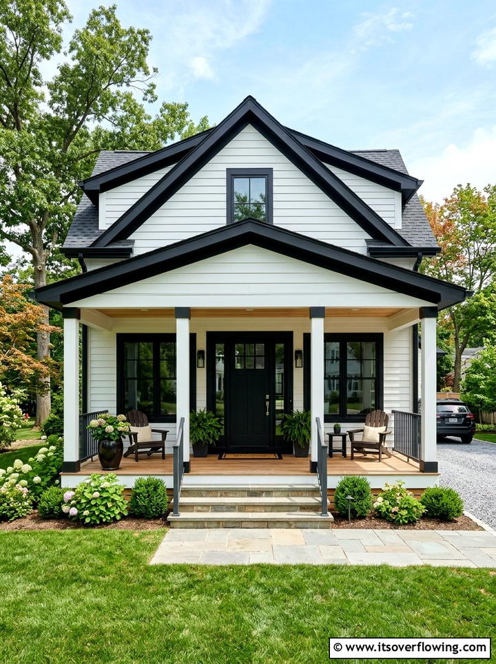 Black trim paint - 25 front porch decor ideas with black accents