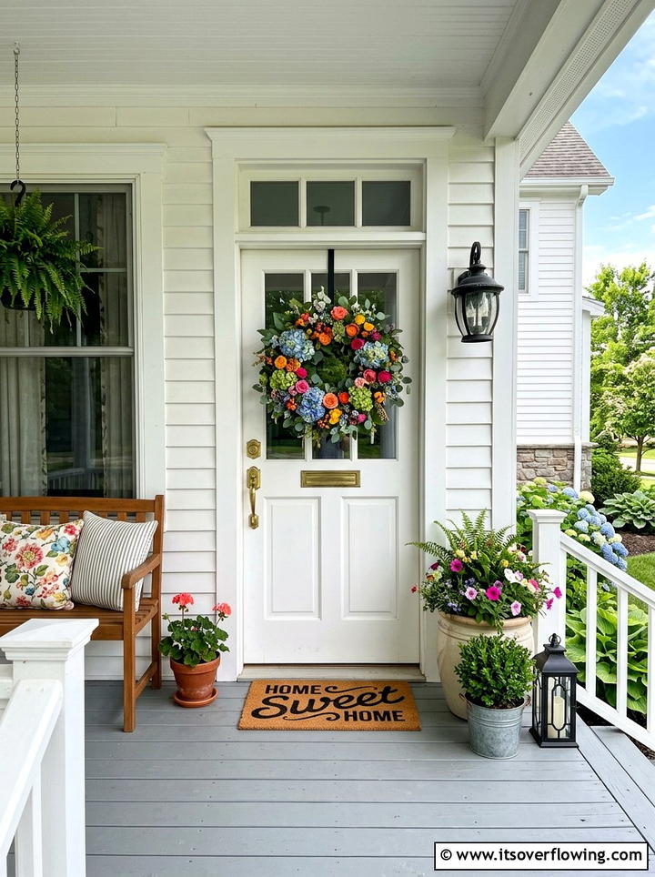 Black wreath hanger - 25 front porch decor ideas with black accents