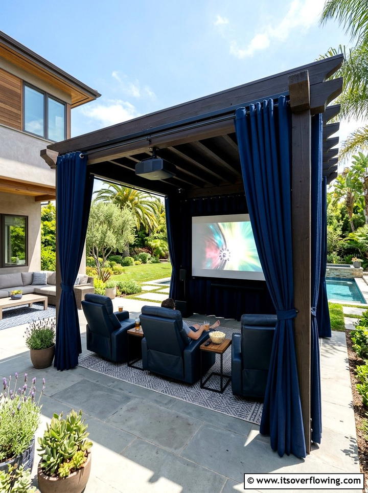 Blackout pergola curtains - 25 backyard ideas with pergola curtains