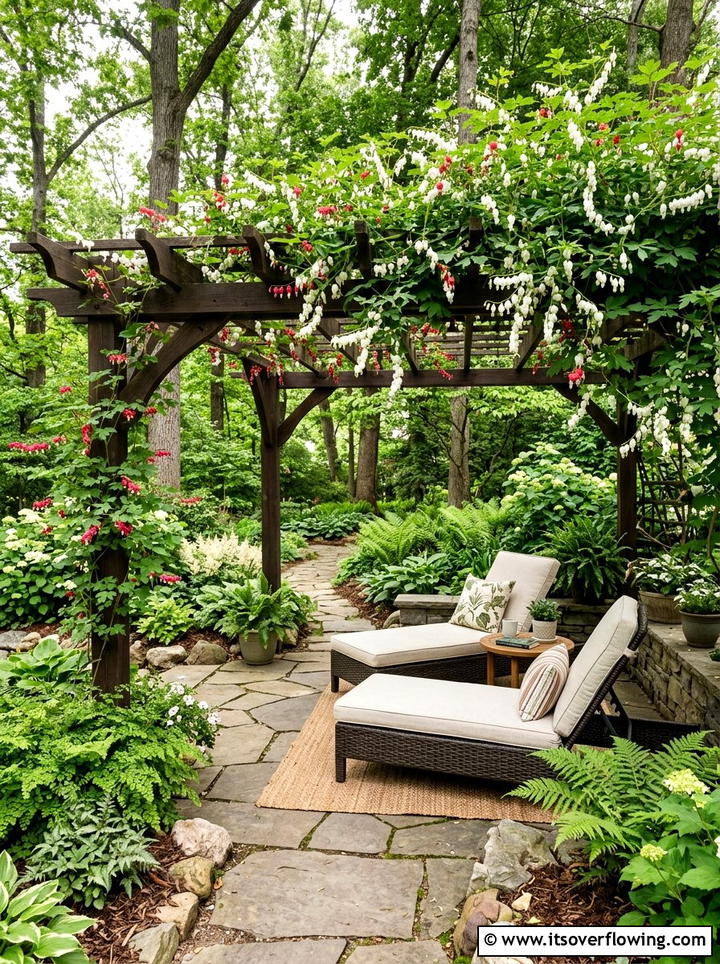 Bleeding heart vine shade garden - 25 creative garden ideas with pergola vines