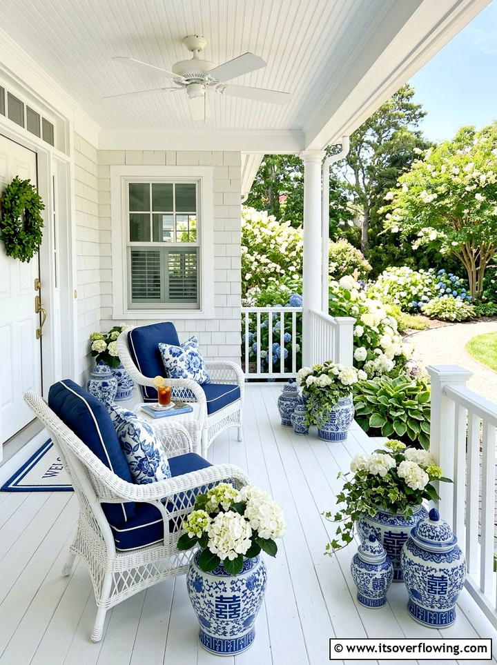 Blue And White Summer Porch - 25 front porch ideas with summer decor