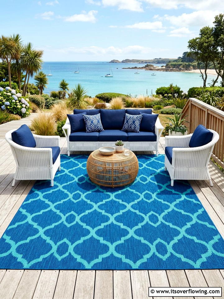 Blue Outdoor Rug - 25 front porch decor ideas with bright colors