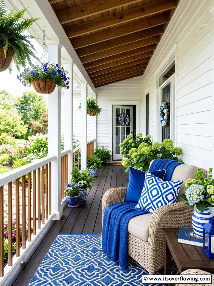 Blue Porch Decor - 25 front porch decor ideas with throws