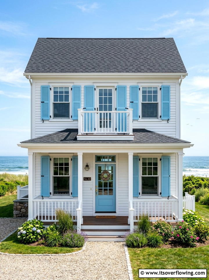 Blue Shutters House - 25 front porch ideas with coastal style