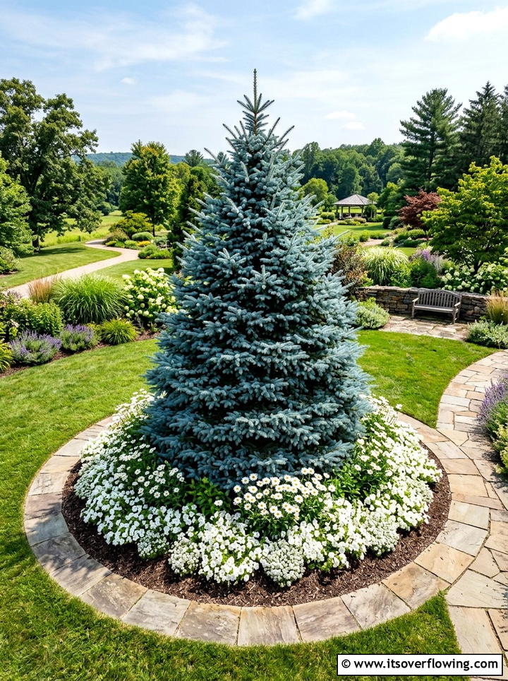Blue Spruce Focal Point - 25 garden ideas with evergreens