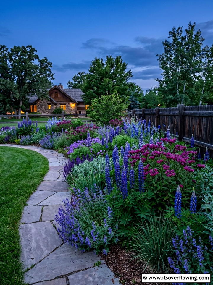 Blue and purple wildflower garden - 25 creative garden ideas with native wildflowers