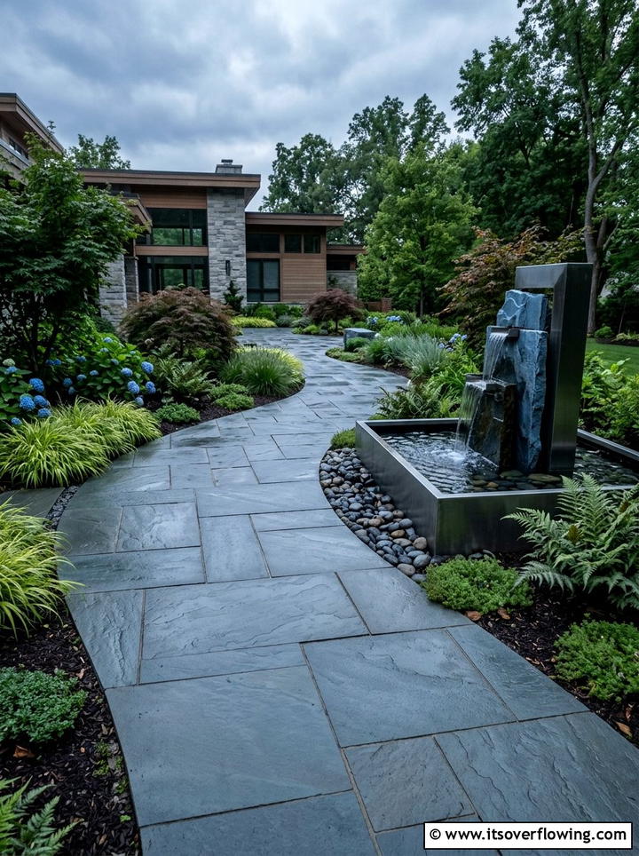 Blue stone garden accents - 25 garden decor ideas with stepping stones