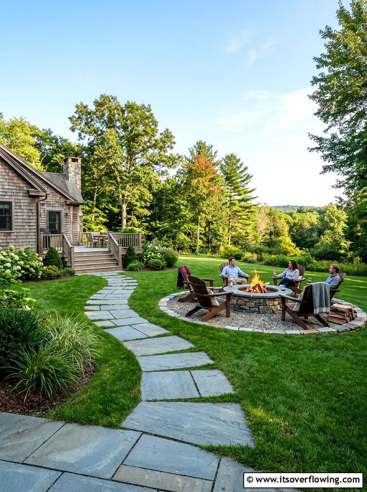 Bluestone Path To Fire Pit - 25 backyard ideas with stepping stones