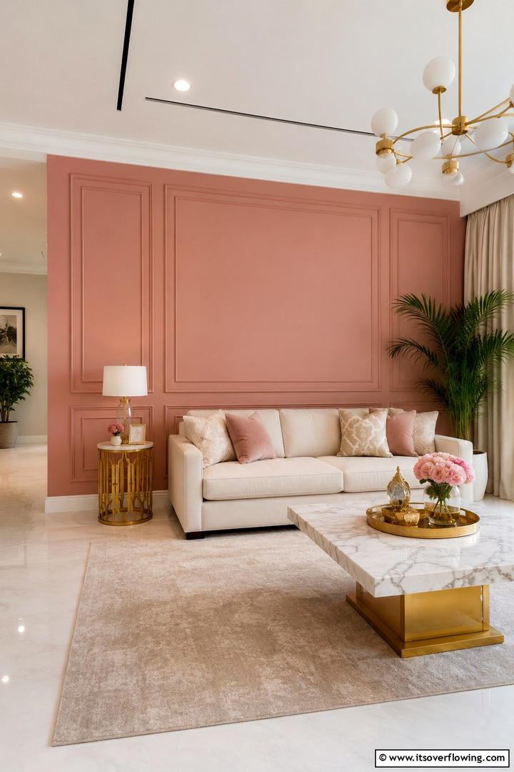 Blush Pink Accent Wall - 30 Pastel Colour Home Design Ideas for a Serene Ambiance