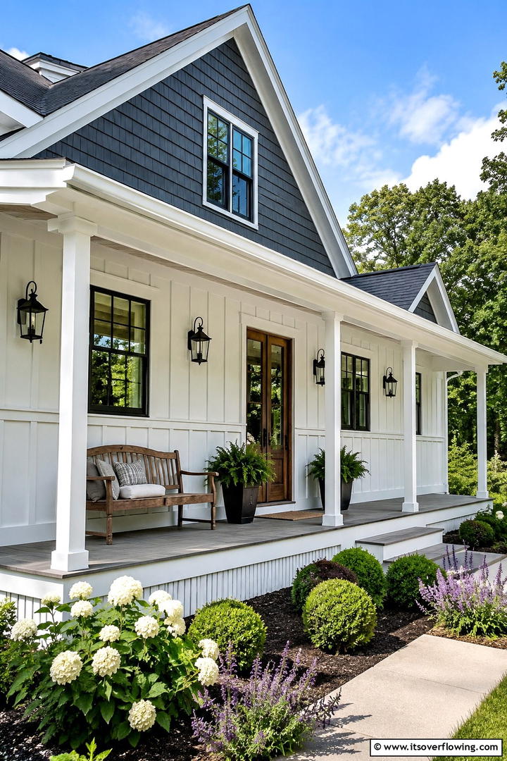 Board and Batten Wainscoting for Farmhouse Style - 25 Exterior Wainscoting Ideas to Enhance Your Home’s Curb Appeal