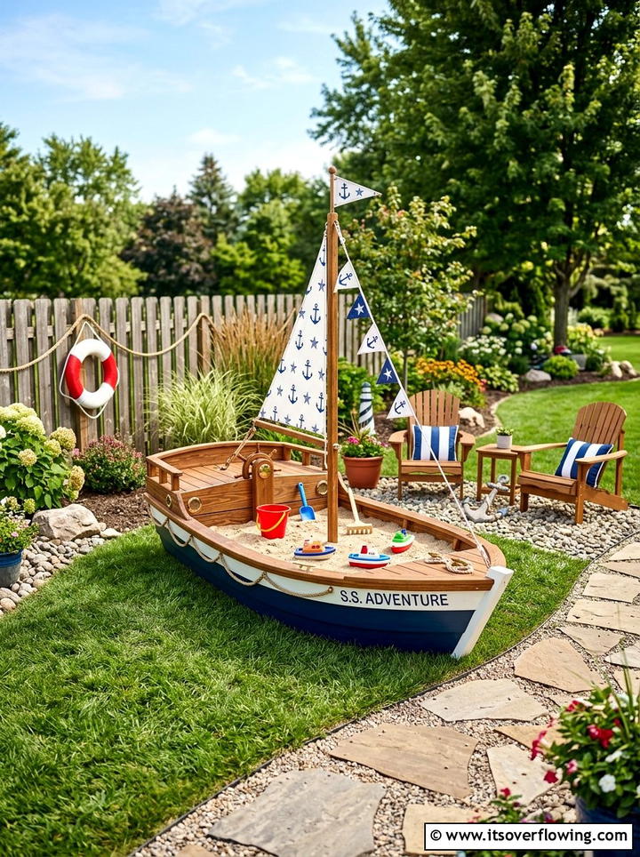 Boat Sandbox For Kids - 25 backyard ideas with sandbox