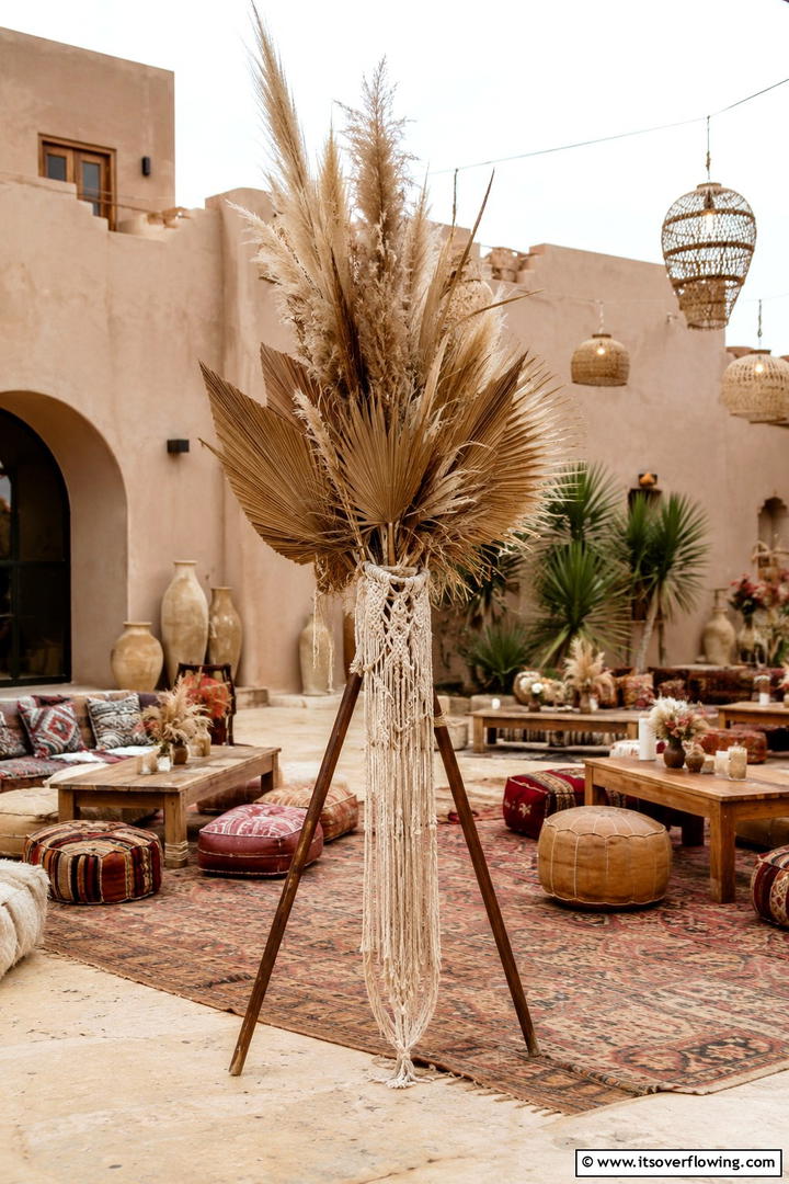 Bohemian Chic Display - 30 Tall Wedding Centerpiece Ideas for Elegant Table Displays