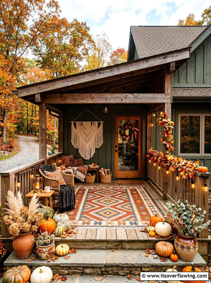 Bohemian Fall Porch - 25 front porch decor ideas for fall