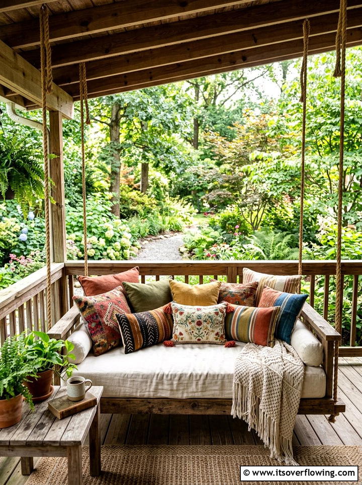 Bohemian Porch Swing - 25 backyard ideas with boho style