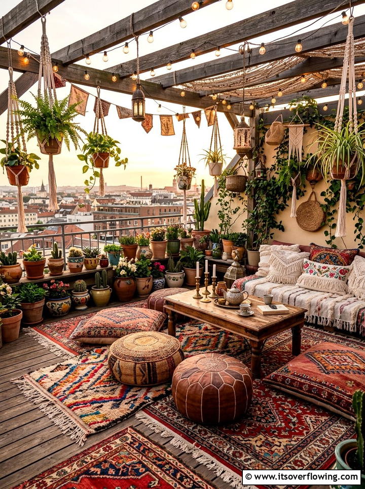 Bohemian Rooftop Decor - 25 creative garden ideas for rooftops