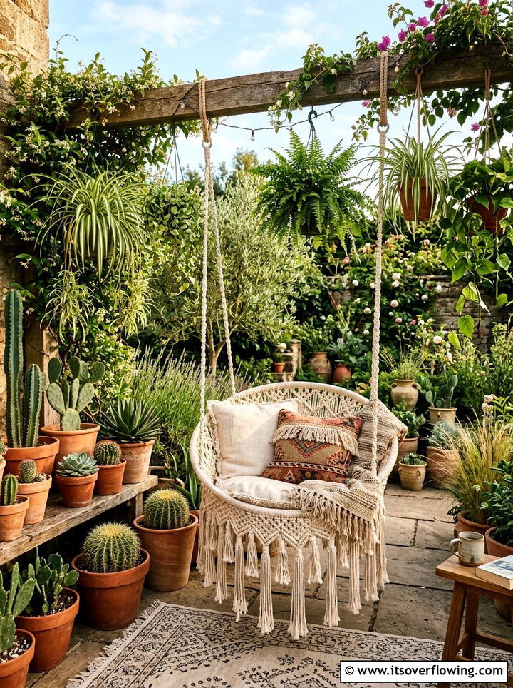 Bohemian Style Garden Swing - 25 garden decor ideas with porch swings