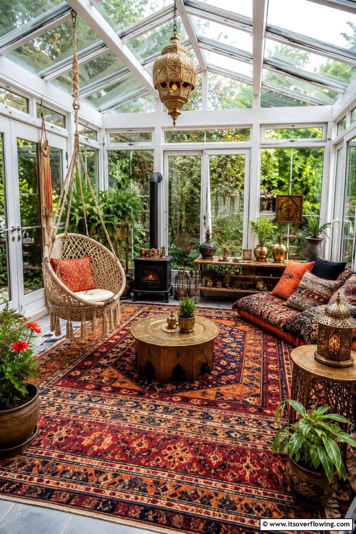 Bohemian Sunroom Escape - 30 Small Sunroom Ideas for Bright, Multi-Functional Spaces