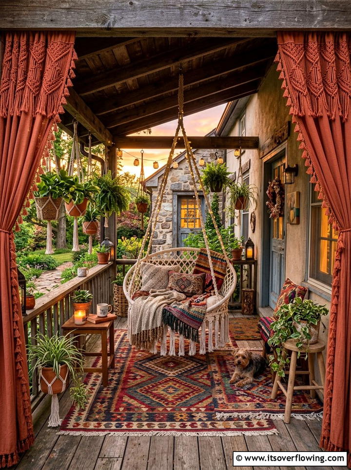 Bohemian Tassel Outdoor Curtains - 25 front porch ideas with outdoor curtains