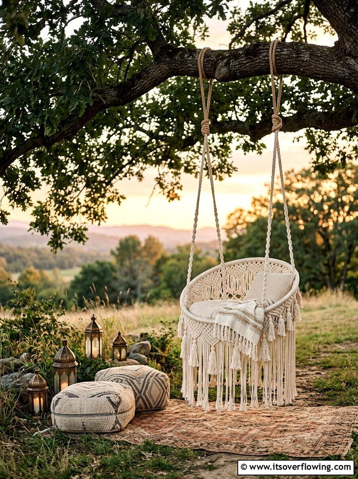 Bohemian Tassel Swing - 25 backyard ideas with swings