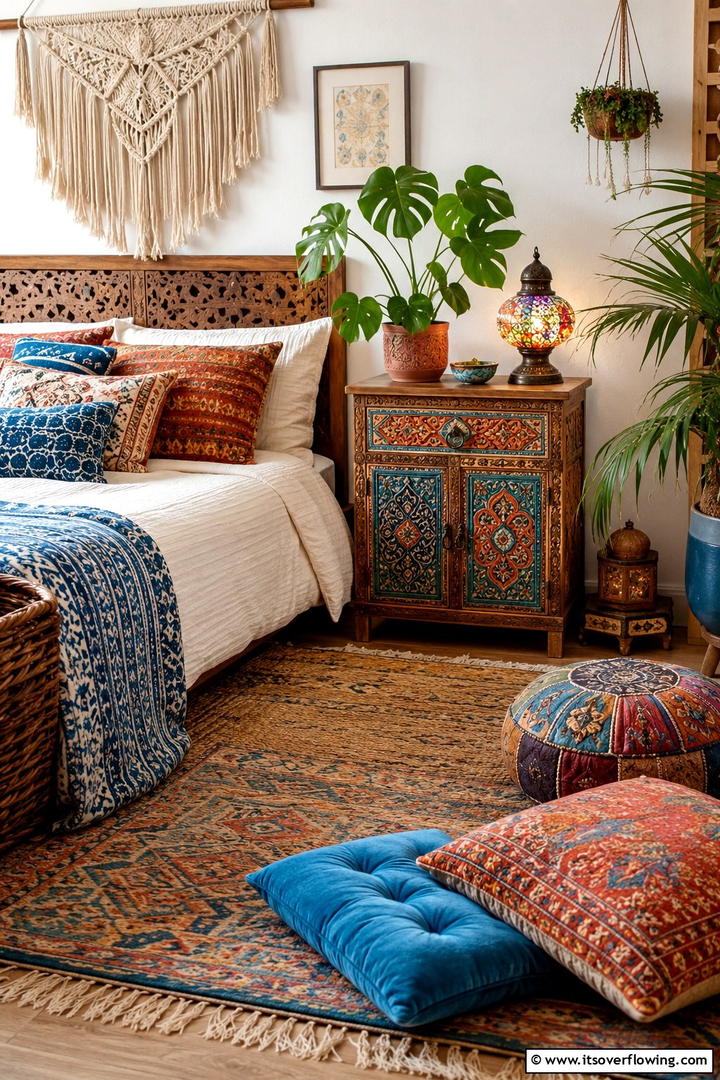 Bohemian Vibe Nightstand - 30 Nightstand Decor Ideas to Enhance Your Bedroom Style
