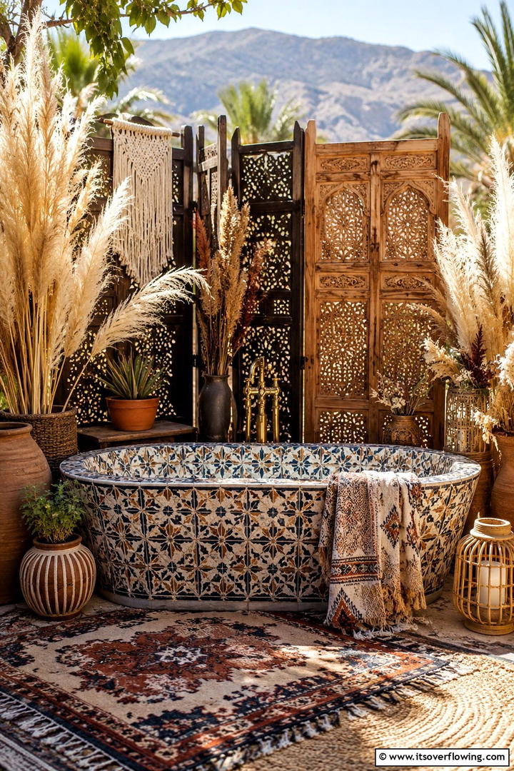 Bohemian Vibe Soak - 30 Serene Outdoor Bathtub Ideas for a Backyard Oasis