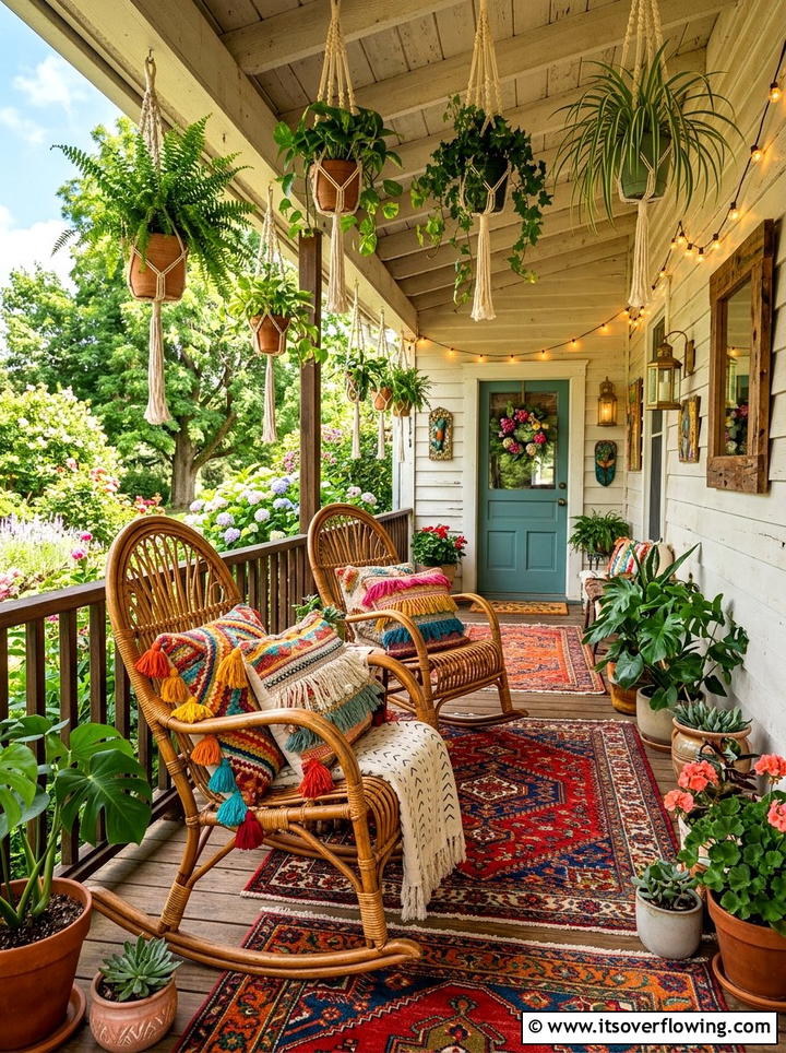 Bohemian front porch - 25 front porch ideas with rocking chairs