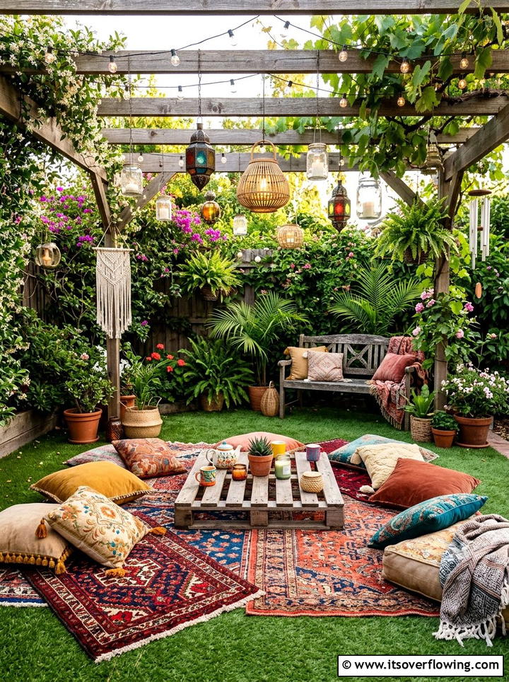 Boho Backyard Retreat - 25 small garden ideas with artificial turf