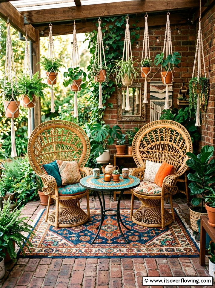 Boho Bistro Set With Outdoor Rug - 25 front porch ideas with bistro set
