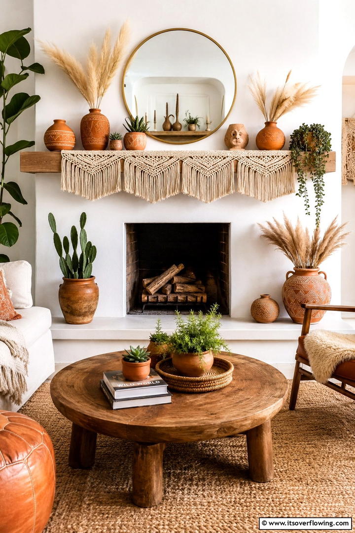 Boho Chic Accents - 30 Spring Mantel Decor Ideas for Fresh Seasonal Style