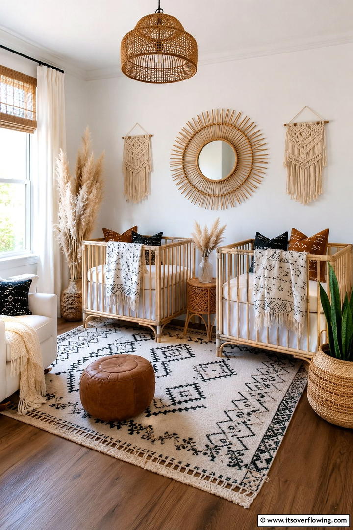 Boho Chic Nursery - 30 Twin Nursery Ideas for Stylish & Functional Baby Spaces