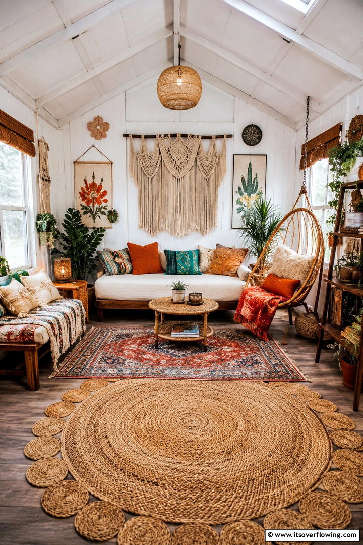 Boho Chic Sanctuary - 30 She Shed Interior Ideas for Personalized Retreats