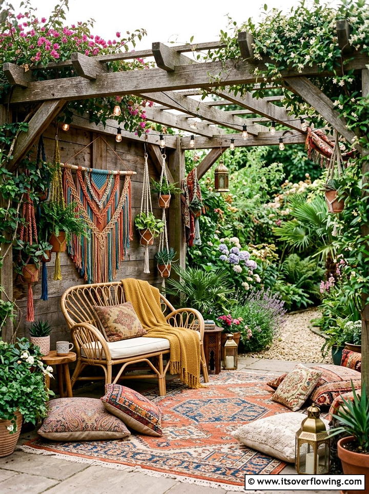 Boho Corner Pergola - 25 small garden ideas with pergola corner