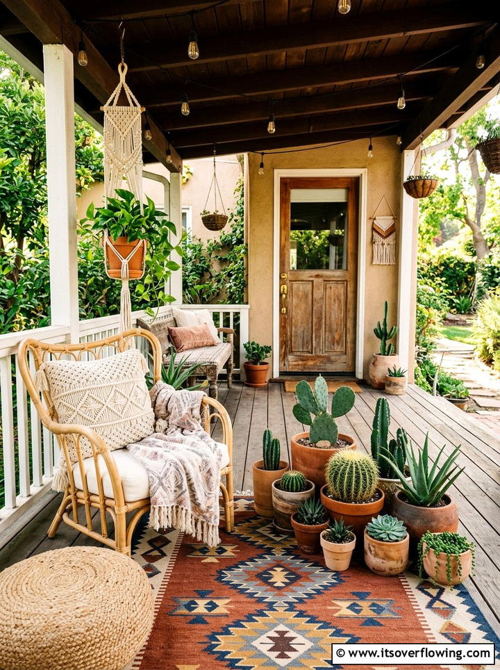 Boho Front Porch - 25 front porch decor ideas for spring
