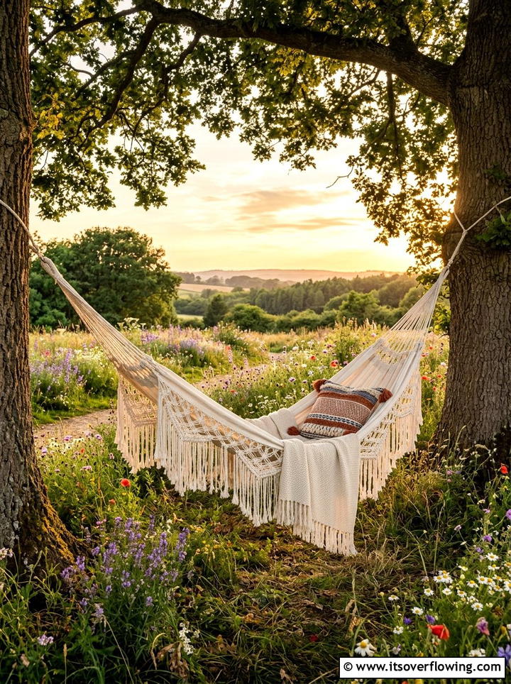 Boho Garden Hammock - 25 garden decor ideas for cozy evenings