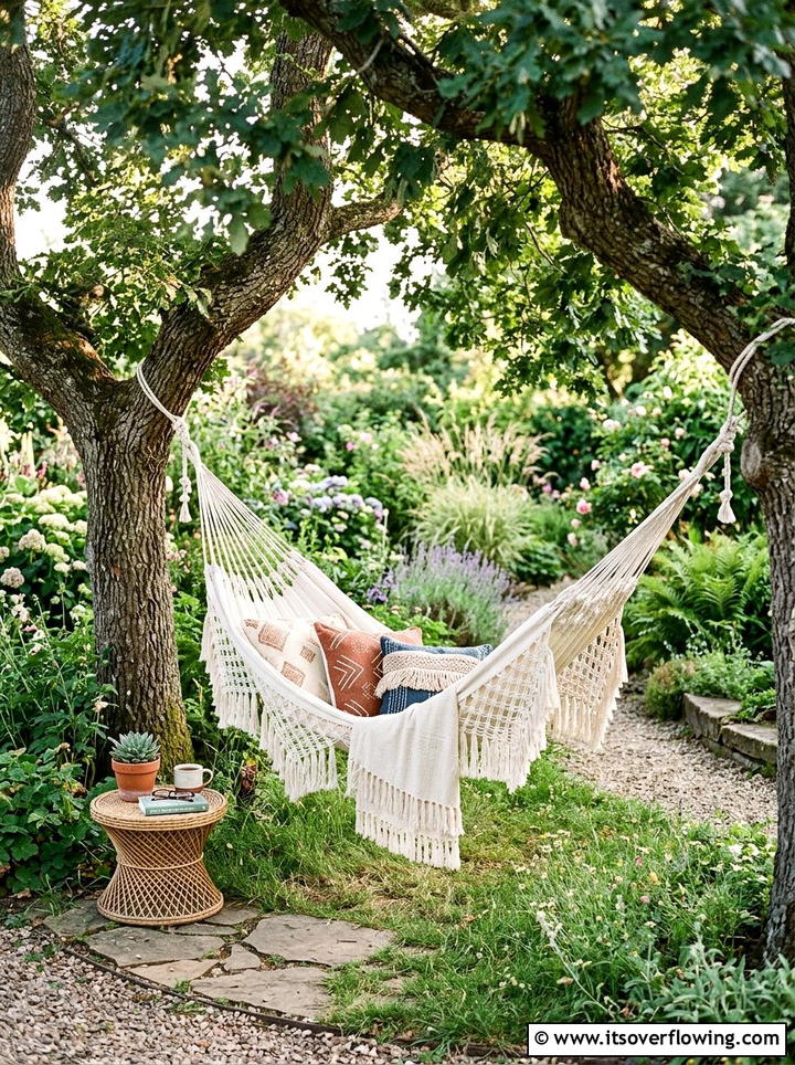 Boho Garden Hammock - 25 garden decor ideas for backyards