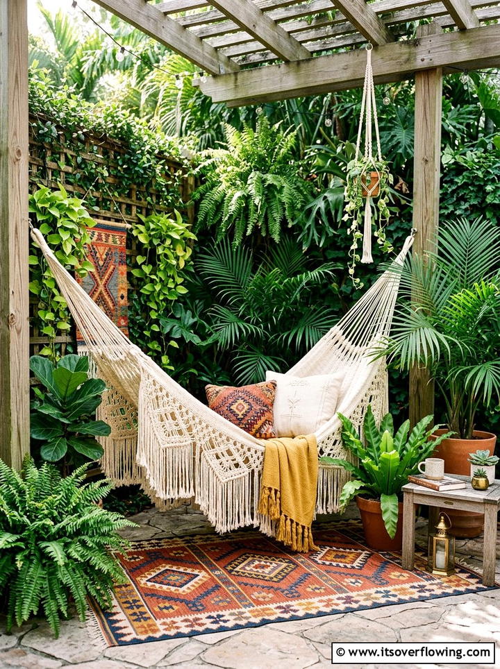 Boho Hammock - 25 backyard ideas with hammock