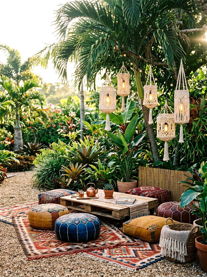 Boho Low Seating Outdoor - 25 backyard decorating ideas with centerpiece tables