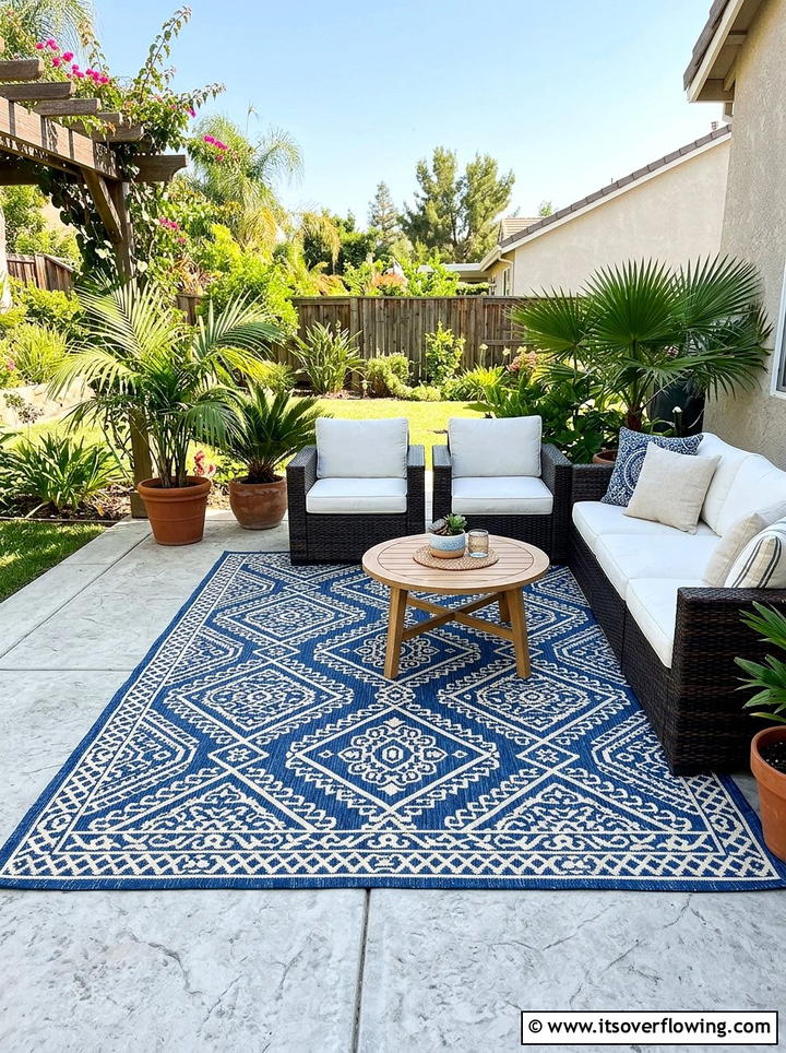 Boho Outdoor Rug - 25 garden decor ideas for relaxing spaces