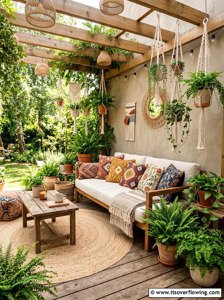 Boho Patio Seating - 25 small garden ideas with boho style
