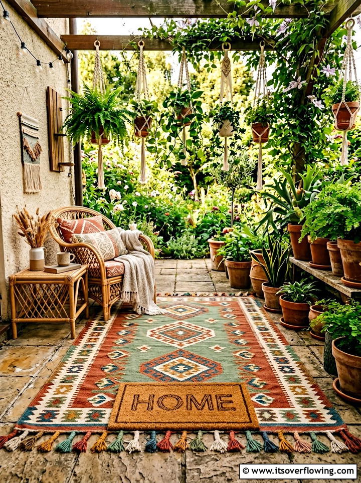 Boho Rug With Tassels - 25 front porch ideas with doormat