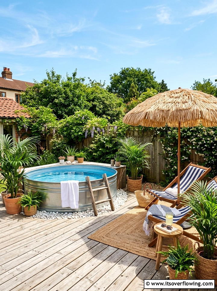 Boho Stock Tank Pool - 25 backyard ideas with boho style