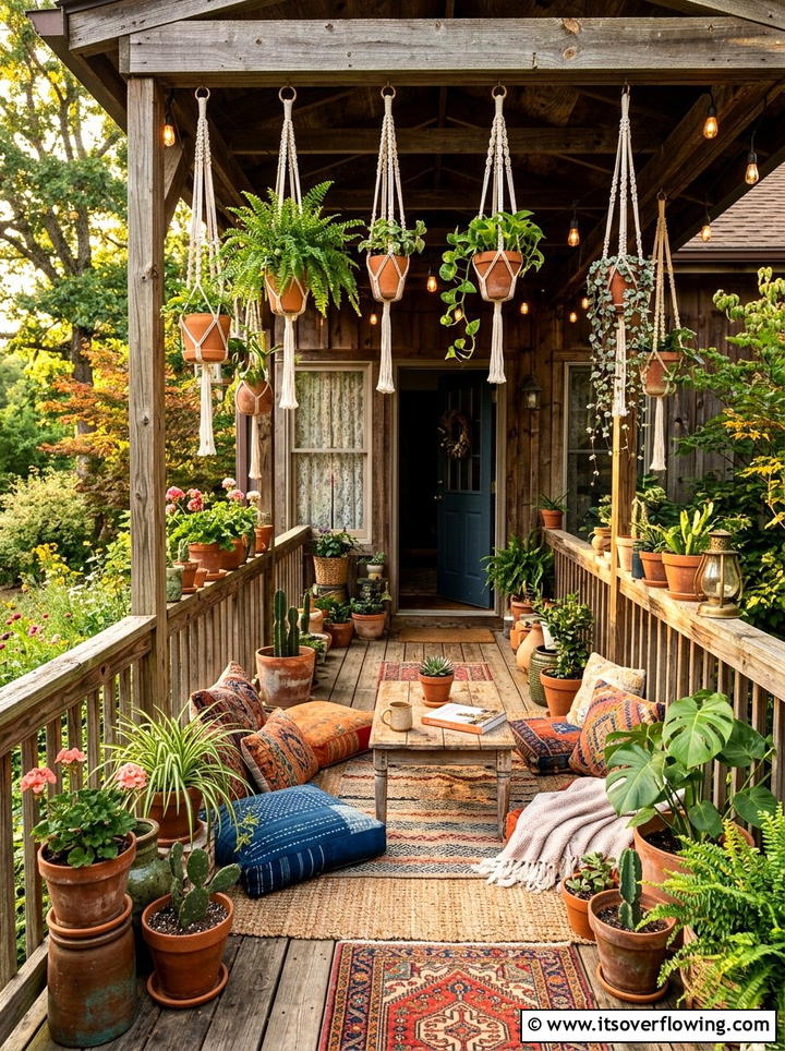 Boho front porch - 25 front porch decor ideas for summer