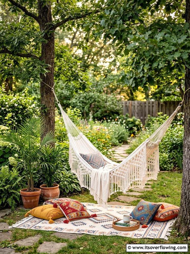 Boho garden hammock - 25 garden design ideas with outdoor rooms