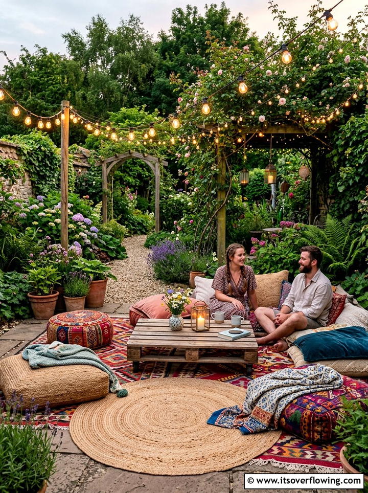 Boho garden lounge - 25 garden design ideas for backyard spaces