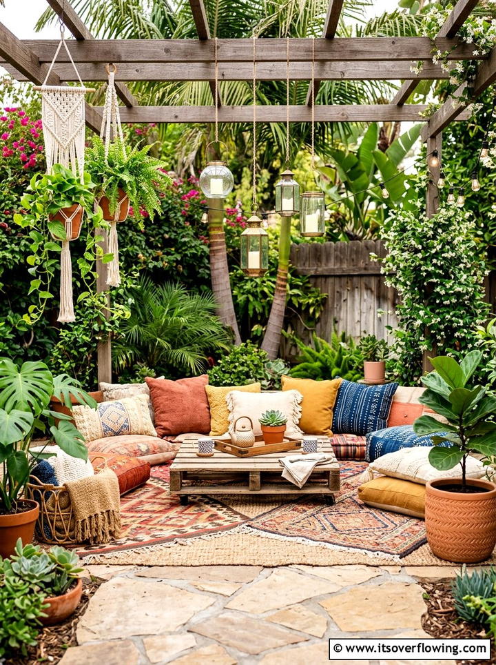Boho garden lounge - 25 creative garden ideas with outdoor reading spaces