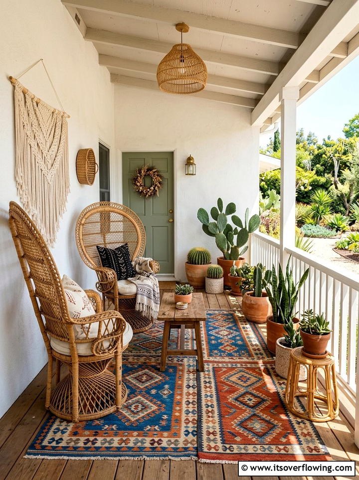 Boho rattan decor - 25 front porch ideas with rattan furniture