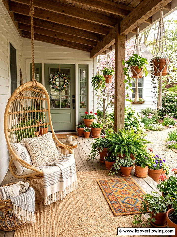 Boho spring porch - 25 front porch ideas with spring decor